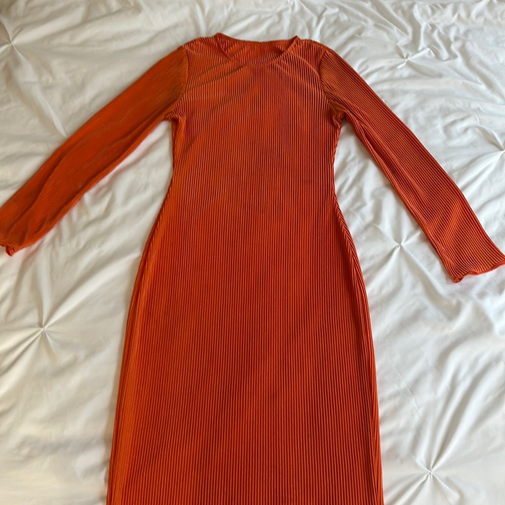 Orange Maxi ribbed dress